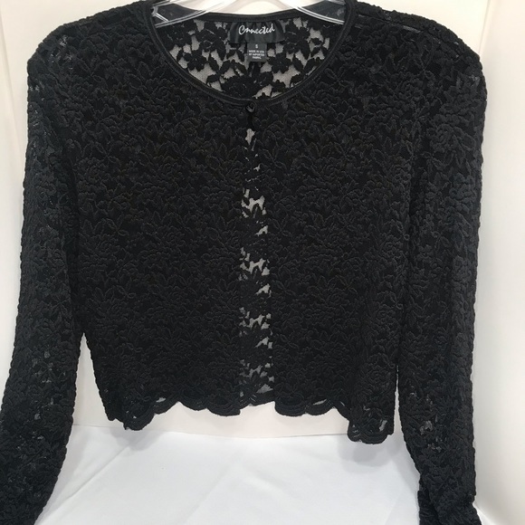 Black lace long sleeve jacket - Picture 1 of 4